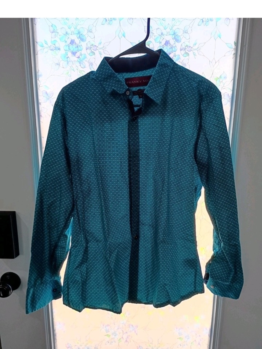 Teal Geometric Button-Down Shirt